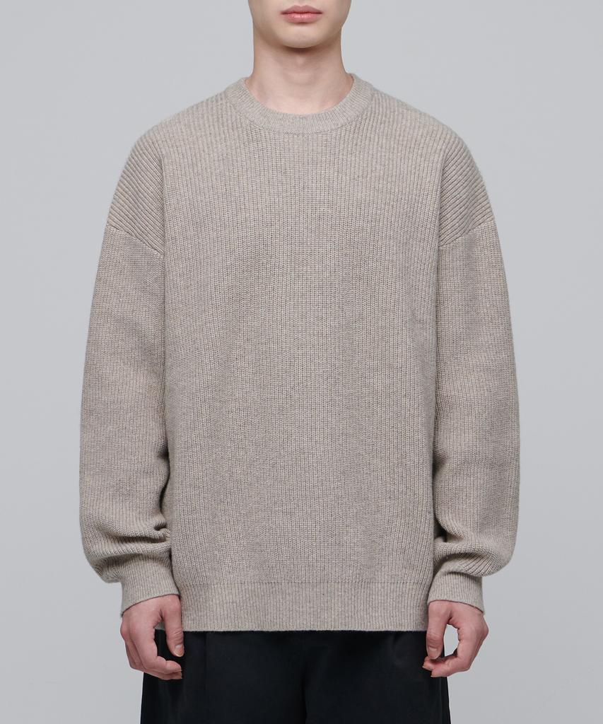 MUSINSA STANDARD Oversized Ribbed Crew Neck Knit [Oatmeal]
