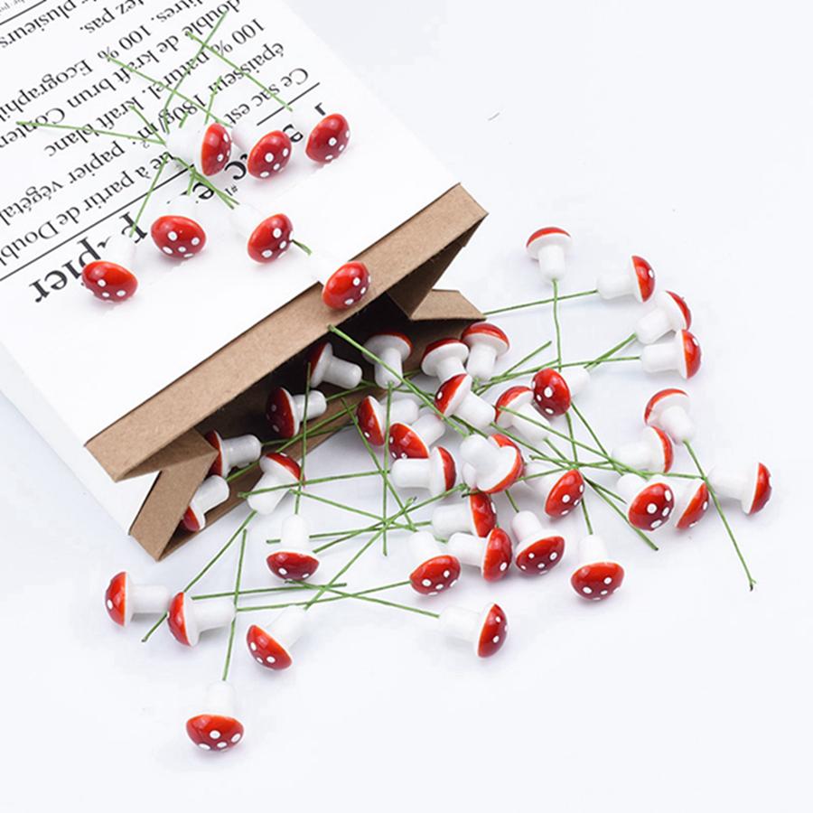 100Pcs Red Artificial Bubble Mushroom Home Decoration Christmas Garland Ornamental Flowerpot Candy Box Handmade Festival Wedding