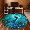 1PC Peacock Feathers Office Round Area Rug, Under Office Chairs Bedroom Living Room Home Decor, Carpet for Office -1110001