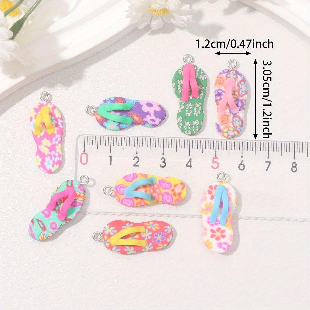 6/9/12pcs Soft Ceramic Material Summer Beach Slipper Pendant, Charming and Colorful Polymer Clay Slipper Pendant,