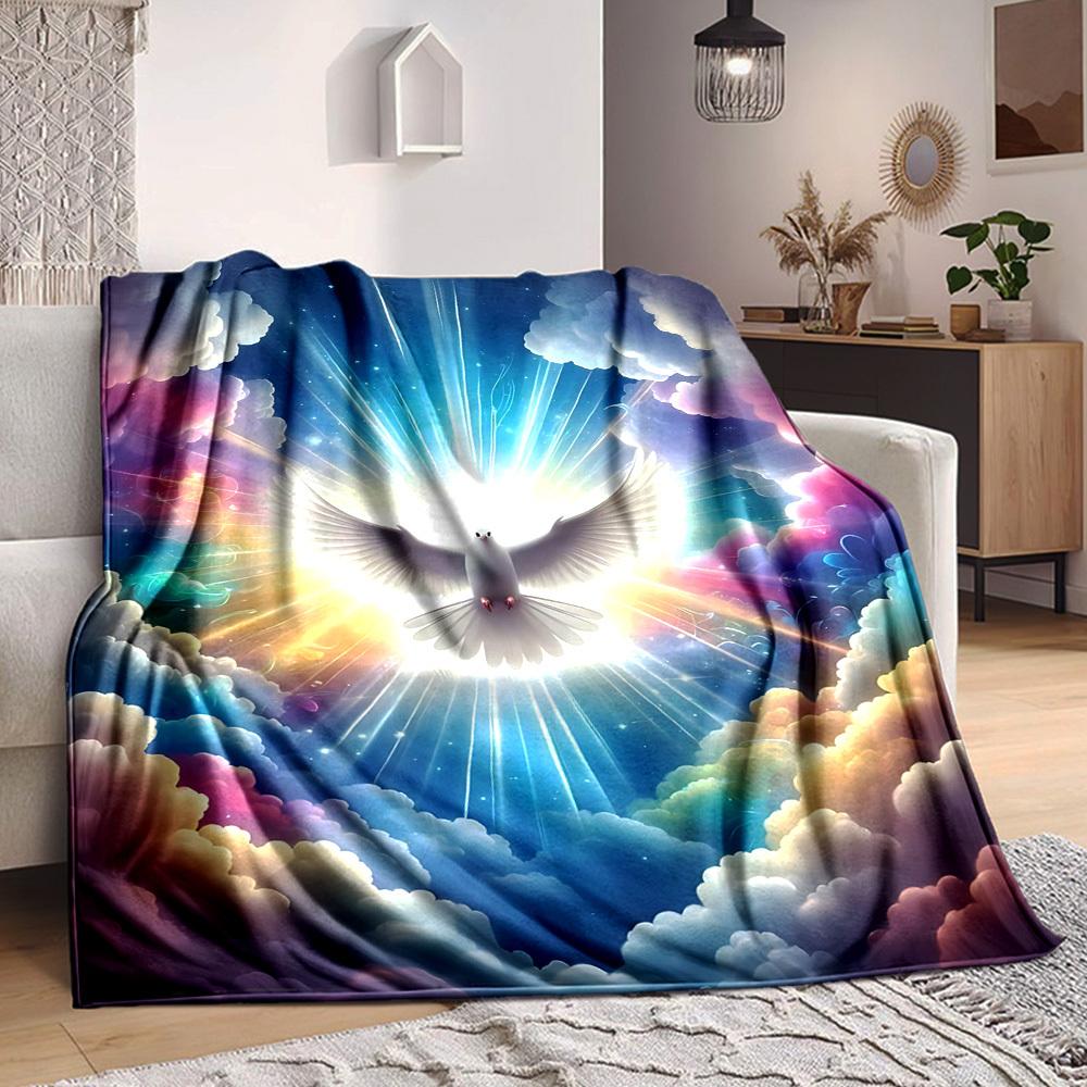1 Stück Spirituelle Taube Decke, Leichter Flanellfleece mit Digitaldruck, Weich Warm für Sofa, Reisen, Camping, Büro, Couch, Stuhl und Bett, Alle-