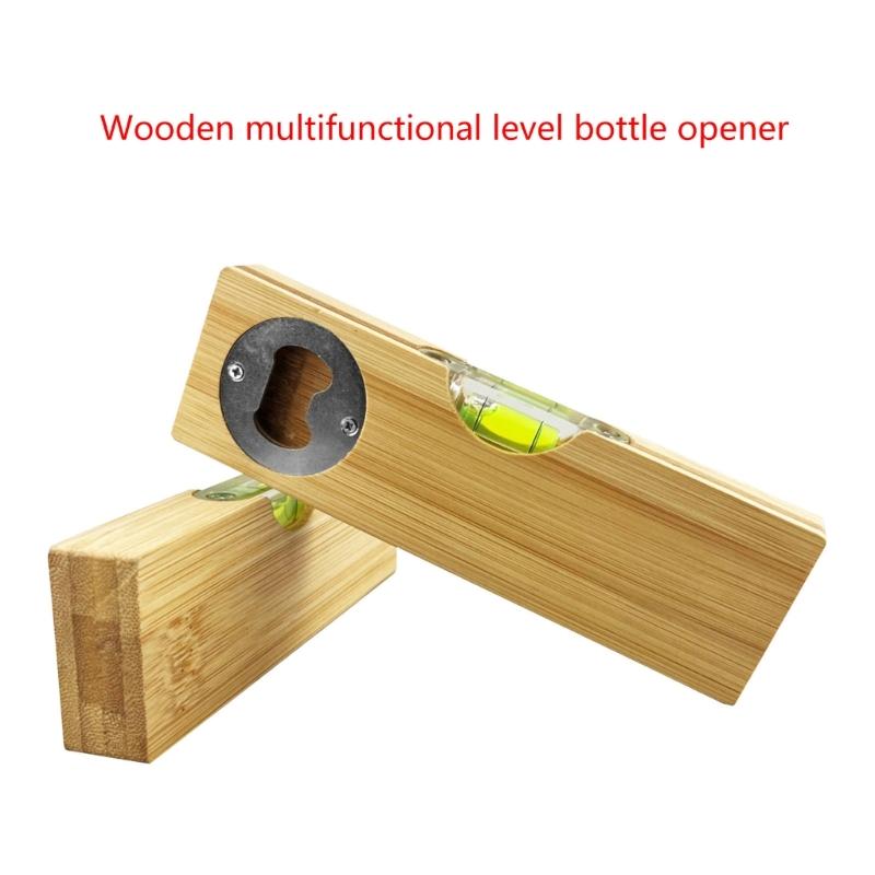Multifunktionellt vattenpass & Flasköppnare Trävattenpass med Öppnare Bekvämt Vattenpassverktyg Öppnare för Hemmet & Entusiaster