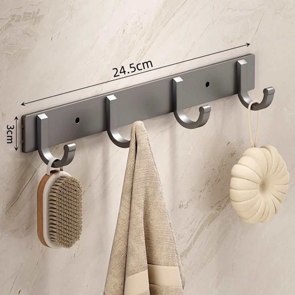 Aluminum Alloy Wall Mounted Hook Rack Strong Adhesive Space Saving Towel Rack Hook Heavy Duty Load Bearing 3-8 Hooks