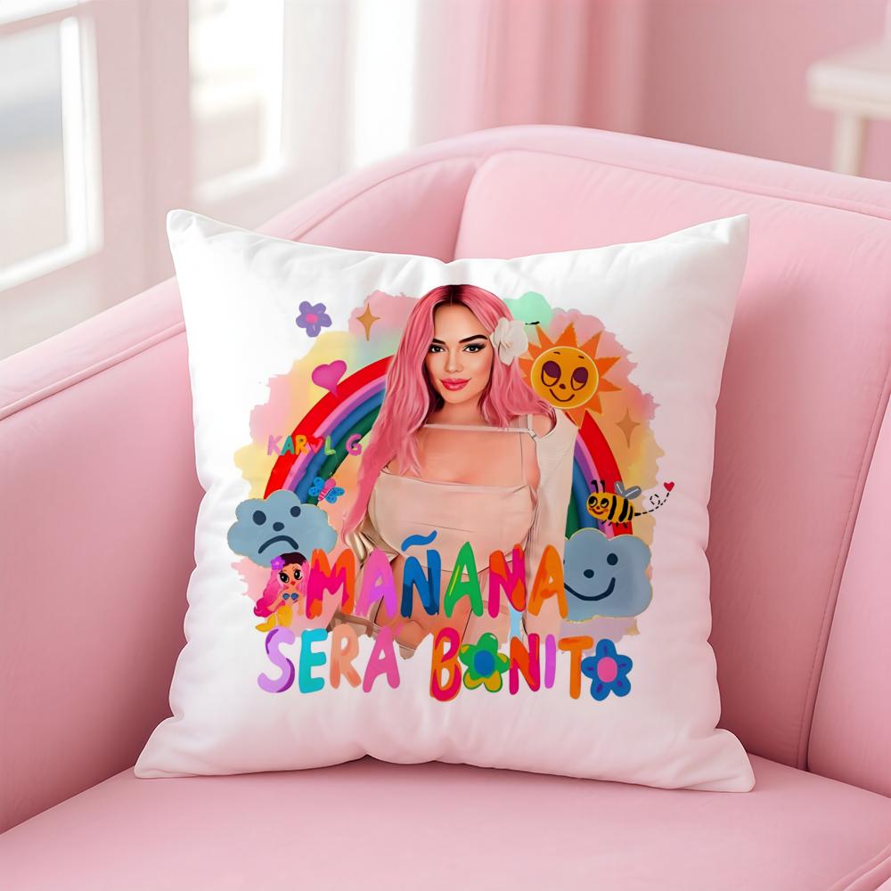 Singer Album KKAROL G Cushion Cover Pillow Case Soft Friendly Fabric Concealed Zipper