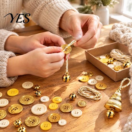 DIY Ornament Making Set Christmas Button Pendant Craft Kit for Kids Adults, Handmade Santa Hat/Bell/Gnome/Wreath Hanging Kindergarten Project