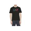 Emporio Armani EA7 Letter Logo Printed Crew Neck Short Sleeve T-Shirt Unisex Tops Black 3RUT02-PJ02Z-1200