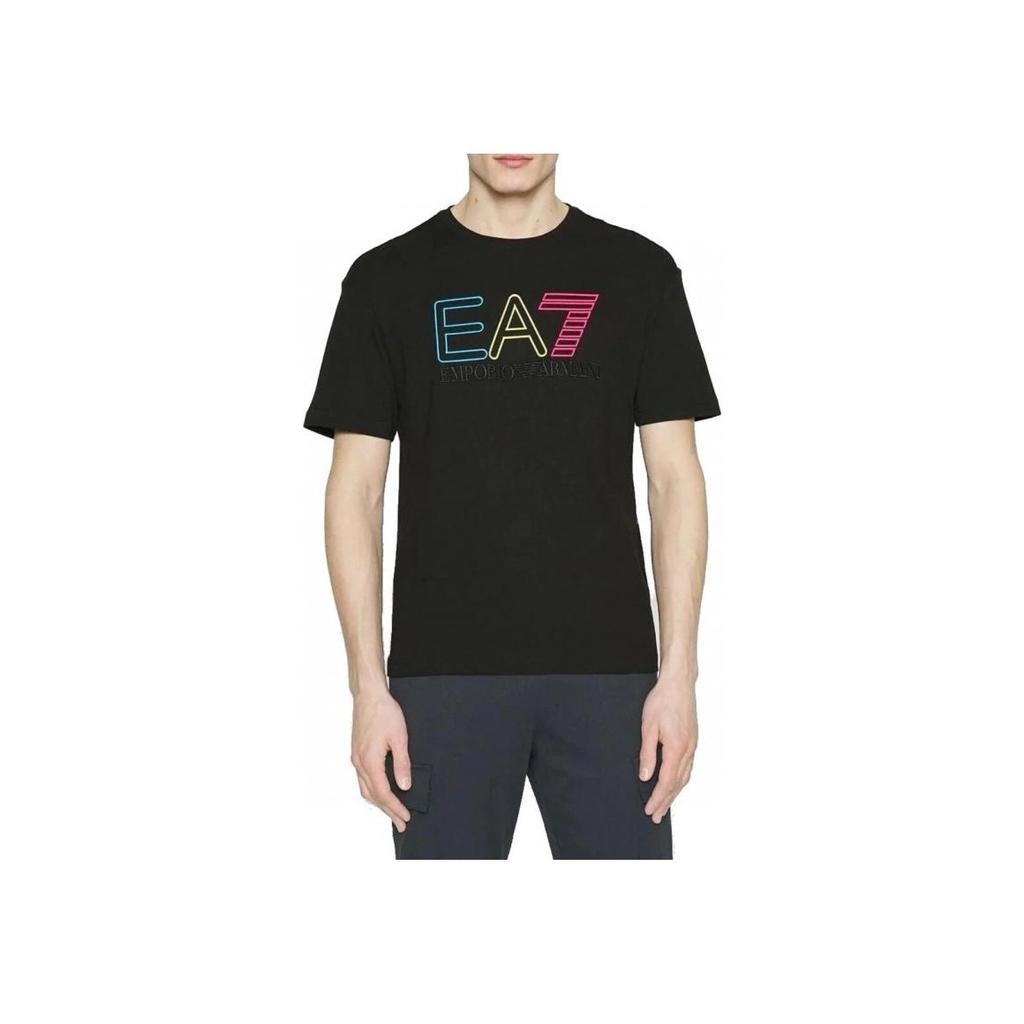 Emporio Armani EA7 Letter Logo Printed Crew Neck Short Sleeve T-Shirt Unisex Tops Black 3RUT02-PJ02Z-1200