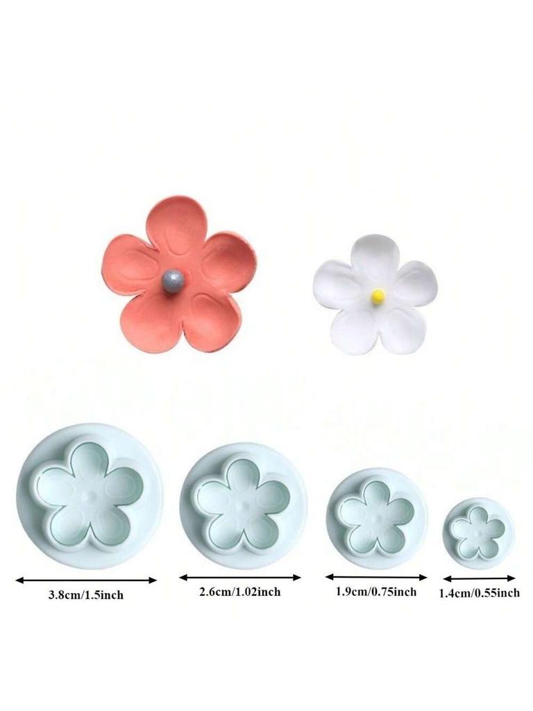 3/4 Pieces Peach Blossom Shape Biscuit Cutters Cookie Stamps Plunger Cutter Fondant Molds Embossing Spring Mold Baking Tool