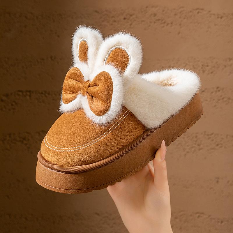 Cute Rabbit Cotton Slippers Autumn and Winter New Indoor Home Thick-soled Plush Warm Plush Cotton Shoes