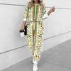 Women Floral Print Two Piece Outfit, Long Sleeve Crew Neck Top & Drawstring Jogger Pants Casual Tracksuit for Spring Autumn