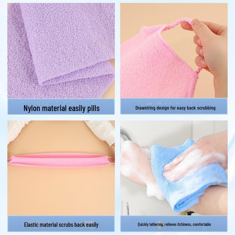 Korean-Style Elastic Nylon Exfoliating Back Scrub Towel