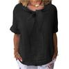 Women's Vintage Loose Fit Cotton Linen Blend Top With Bow Detail And Three Quarter Sleeves