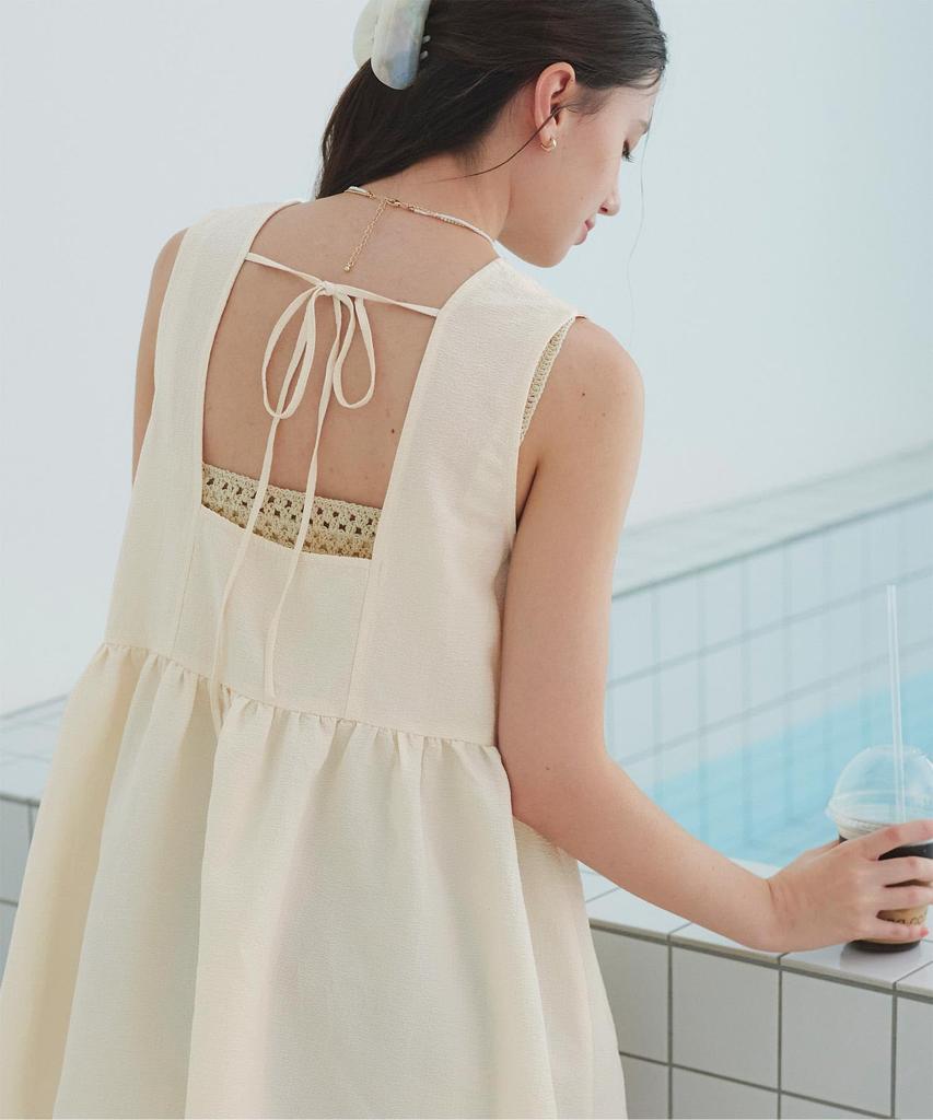 Seedless Sleeveless Tiered Guard DDXN1666 Large Tunic/Rash Women's Off-White