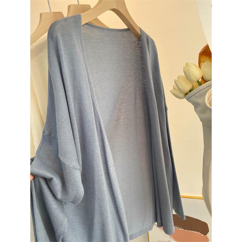 Women's Open Front Long Sleeve Cardigan Loose Fit Casual Knit Cover Up Sun Protection Outerwear