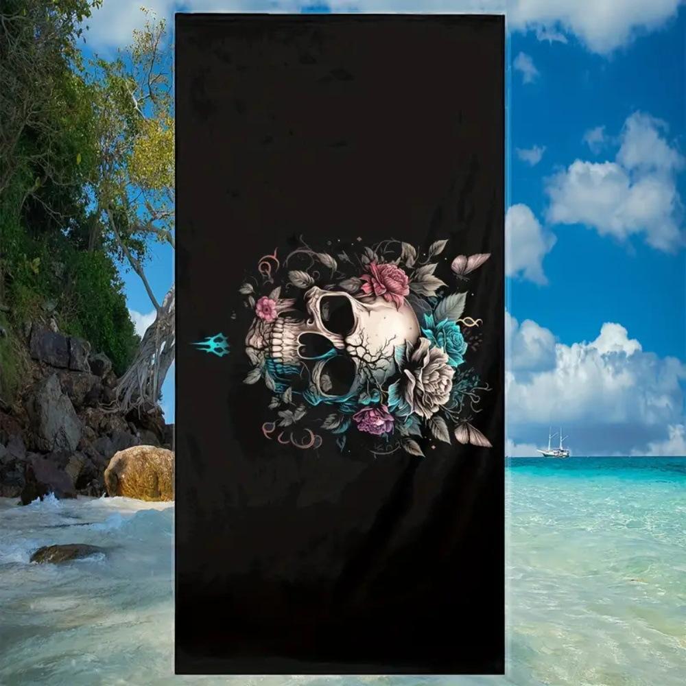 Horror Skull Beach Towel Adult Halloween Bath Towel European And American Quick Drying Bath Towel Halloween Absorbent Beach Towel