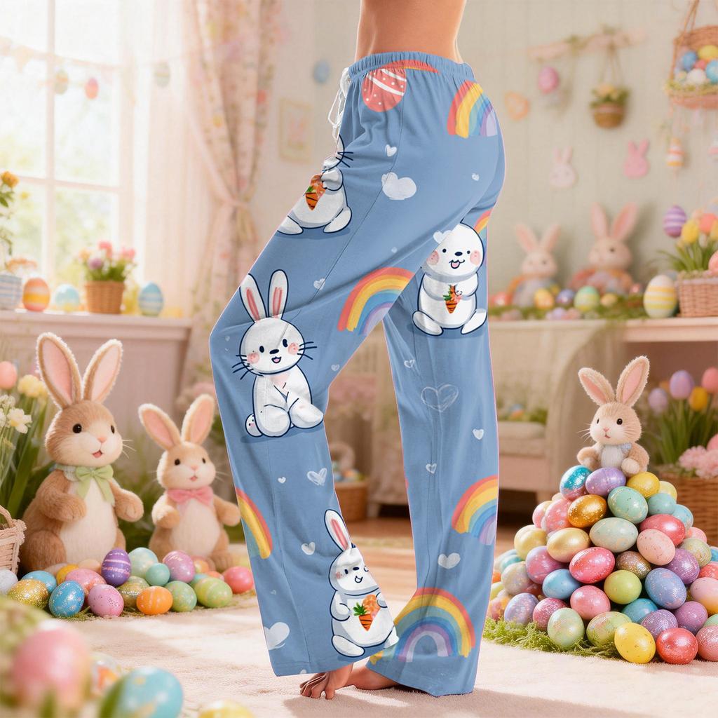 Women's Casual Fashion Easter Print Loose-fitting Pajama Pants
