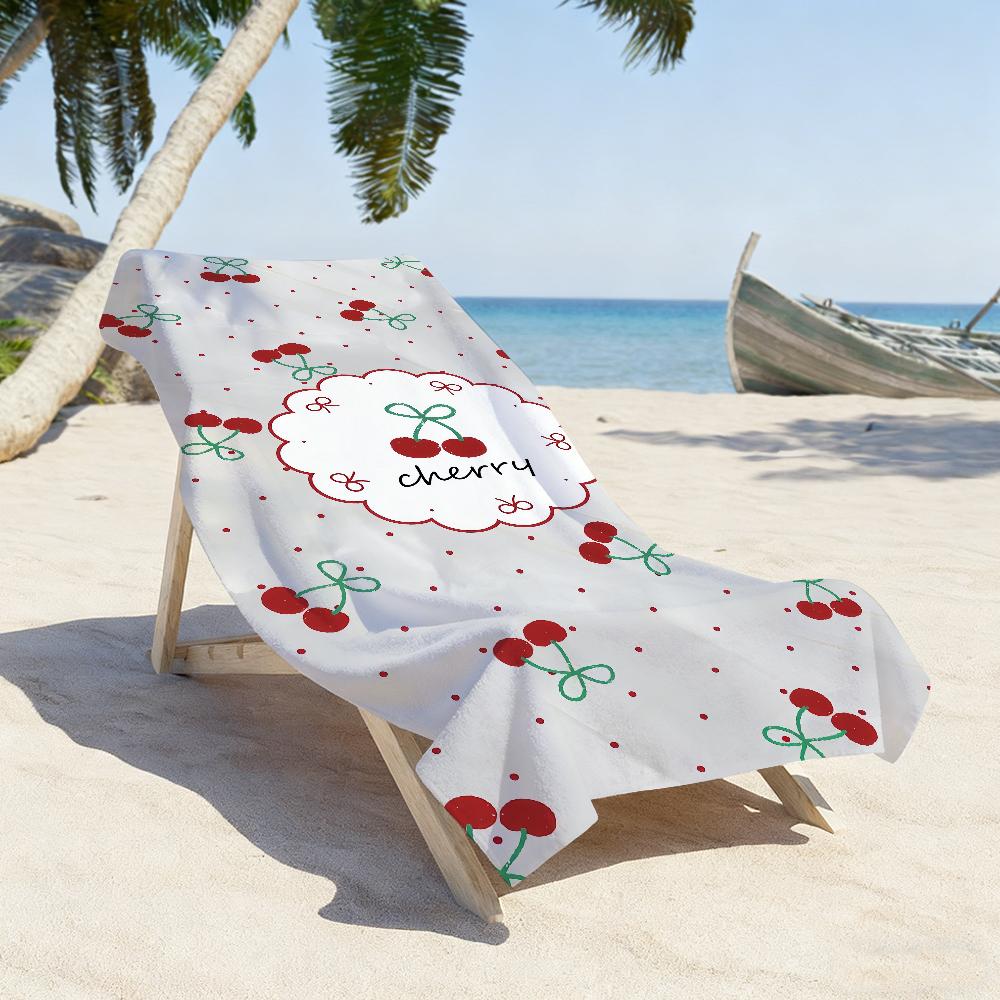 Red Cherry Love Romance Towel Soft Pool Gift For Travel Gym Shower Camping Quick Dry Sports Large Beach Towels