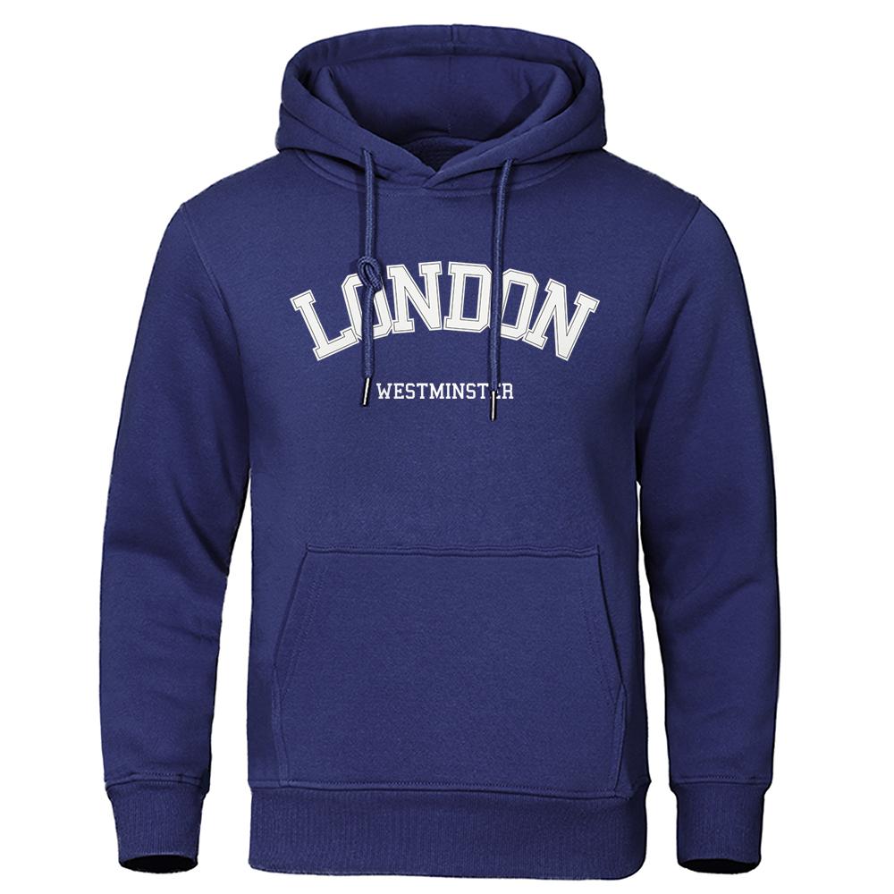 London Westminster Street Letter Printing Mans Clothing Fleece Soft Hoodie Autumn Oversize Hoodies Sports Hoodies