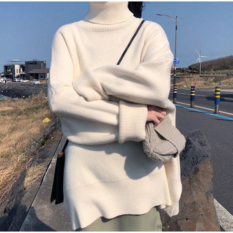 Buy Ladies Oversized Sweater Turtleneck Thick Warm Knitted