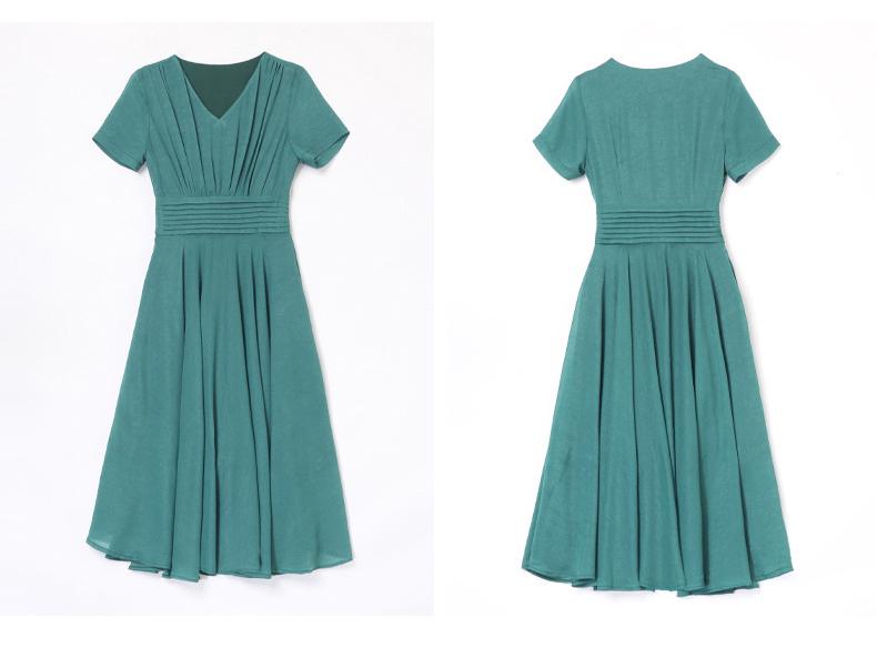 Elegant V-Neck Slim Fit Chiffon Dress - 2022 Women's Medium-Long Style
