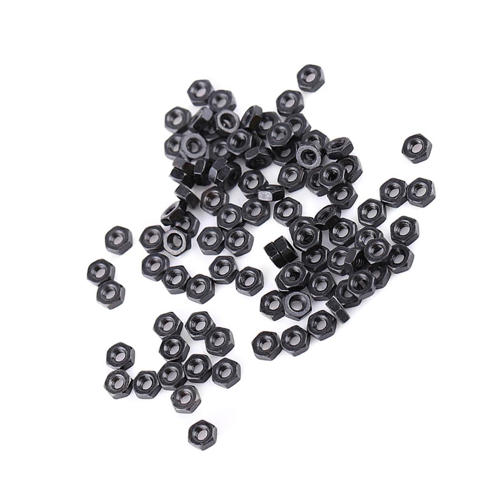 100pcs Din934 M2 M5 Black Zinc Plated Carbon Steel Metric Thread Hex Hexagonal Nuts