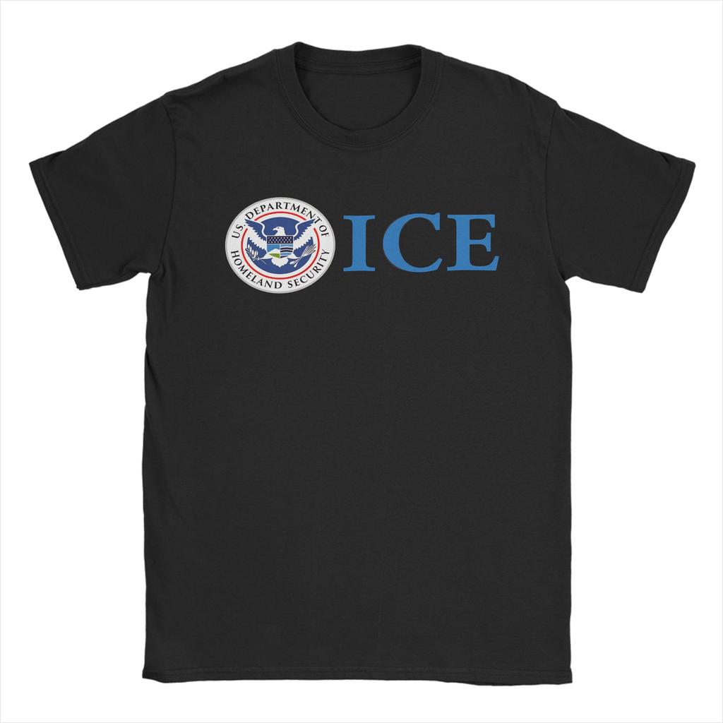 Immigration and Customs EnforceUnisext ICE Unisexs T Shirt Vintage Tees Short Sleeve Crewneck TShirt Pure Cotton Clothes