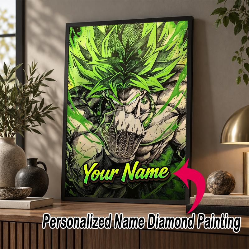 Personalized Broly Diamond Art Custom Name 5D Diamond Painting Full Drill DIY Craft