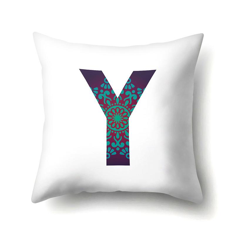 Polyester Pillowcase Home Geometric Striped Print Pillowcase 26 English Letter Cushion Cover