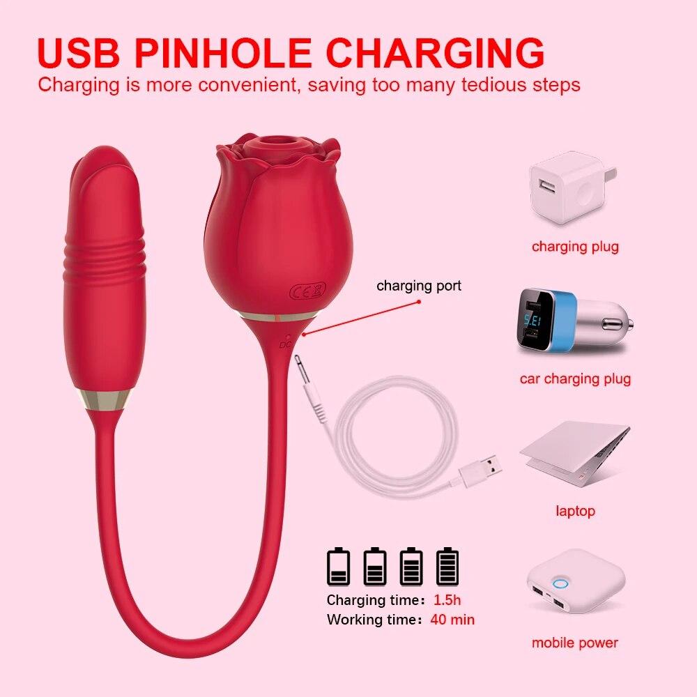Rose Toy Sucking Vibrator for Women Thrusting Dildos Vibrator Clit Sucker Clitoris Stimulation Female Masturbator Massager