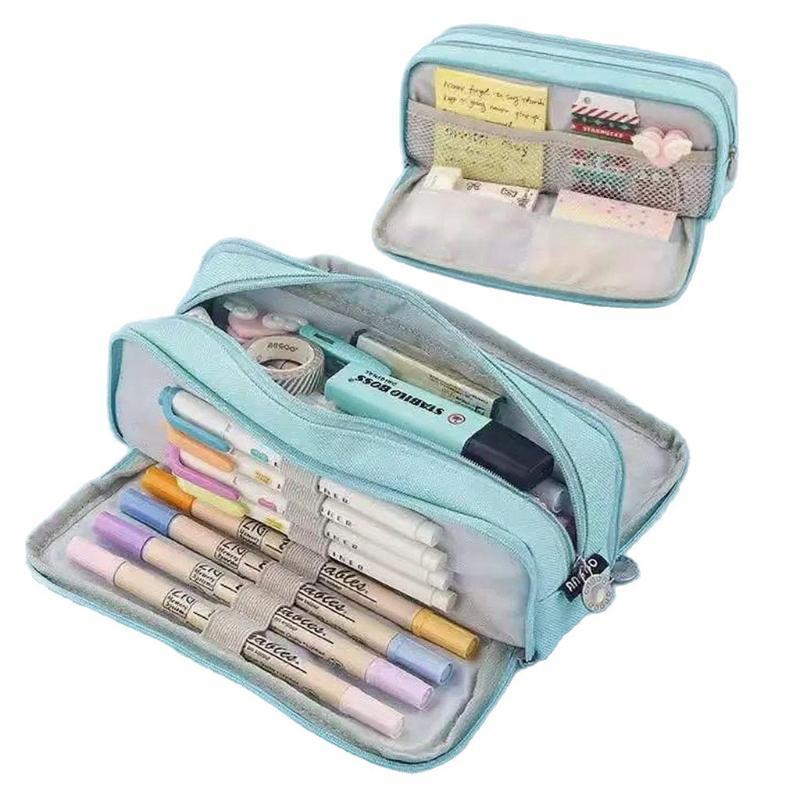 Canvas Pencil Case Large Capacity Multiple Colors Perfect For Students School Office Daily Use
