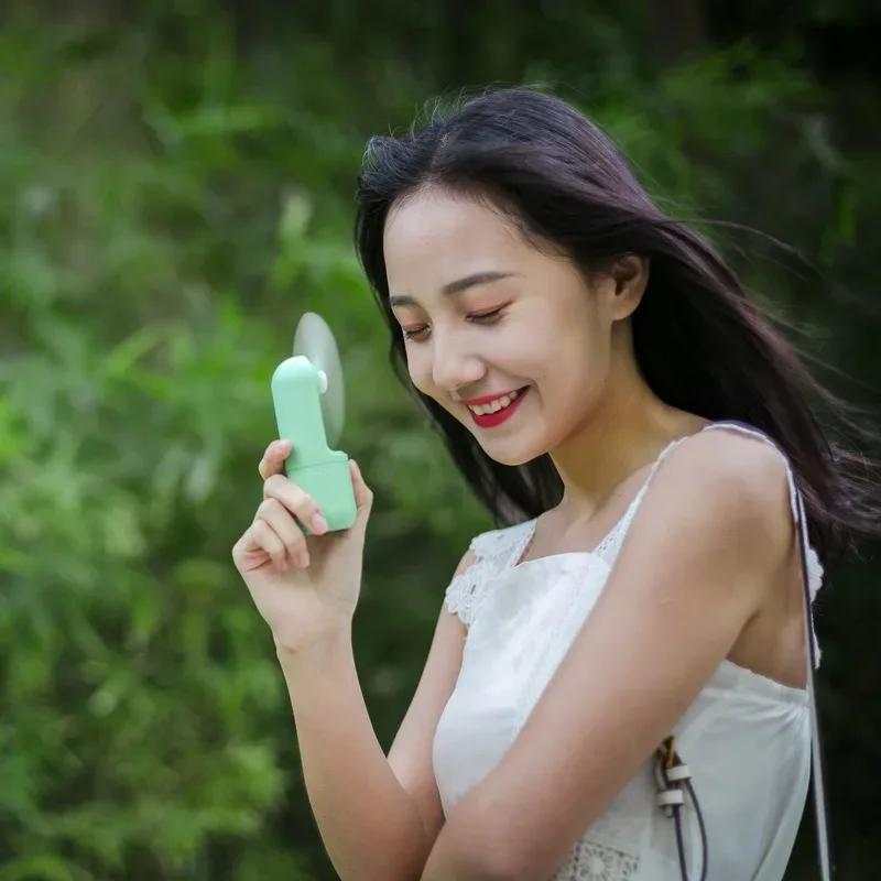 Handheld Small Fan Portable Creative Mini Three Speed Adjustable Solid Color Charging Hand Fan Camping Air Cooler Ventilador
