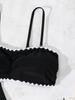 Fashion Black Two Piece Triangle Bikini Set Sexy Backless Swimsuit For Beach Vacation