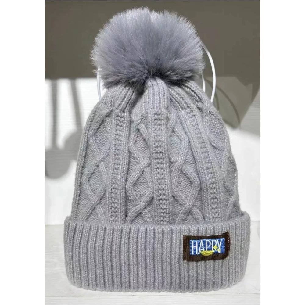 New Women Hat High Quality Add Fur Lined Pompoms Winter Hat Stylish Wool Beanie Hats For Women Warm Thick Streetwear Knitted Cap