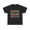 Camiseta Gráfica de Corretor de Imóveis com Tema Café Mascara Presente Engraçado Unissex