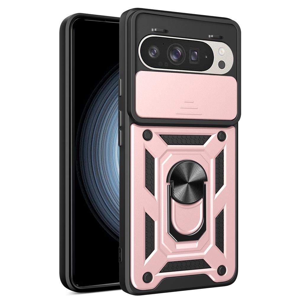 For Google Pixel 9 Pro/Pixel 9 Case with Slide Camera Lid PC+TPU Kickstand Phone Cover