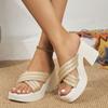 Trendy Women's Slippers 2024 Summer New Thick Sole Anti Slip Cross European and American Style Women's Shoes Platform Sandals