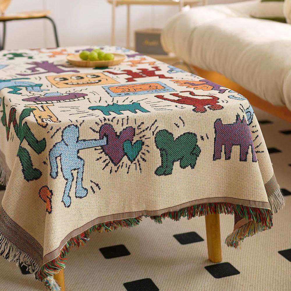 Ethnic Style Outdoor Tablecloth for Camping & Dining - Sisters' Chat Coffee Table Decor