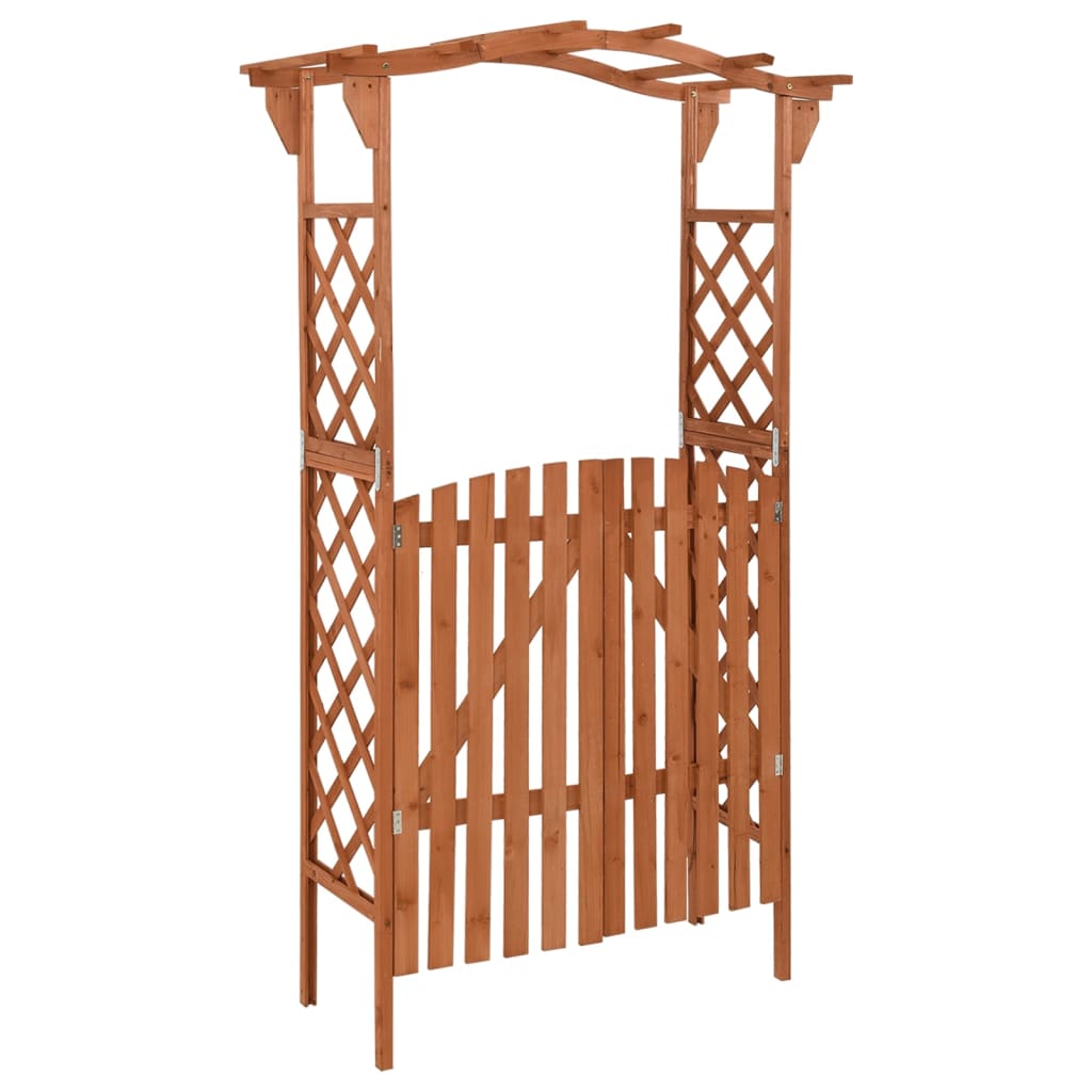 Vidaxl Pergola With Gate, 116X40X204 Cm, Solid Fir Wood