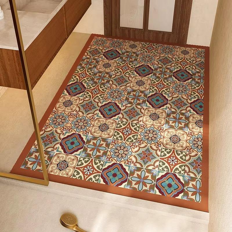 Bathroom Floor Mat Absorbent Quick-drying Carpet American Retro Style Diatom Mud Non-slip Foot Mats Large Size Toilet Door Rug