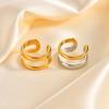 Stainless Steel Double-layer Geometric Women's Rings, 18K Gold Color Opening Chunky Ring, Waterproof Party Jewelry Gift