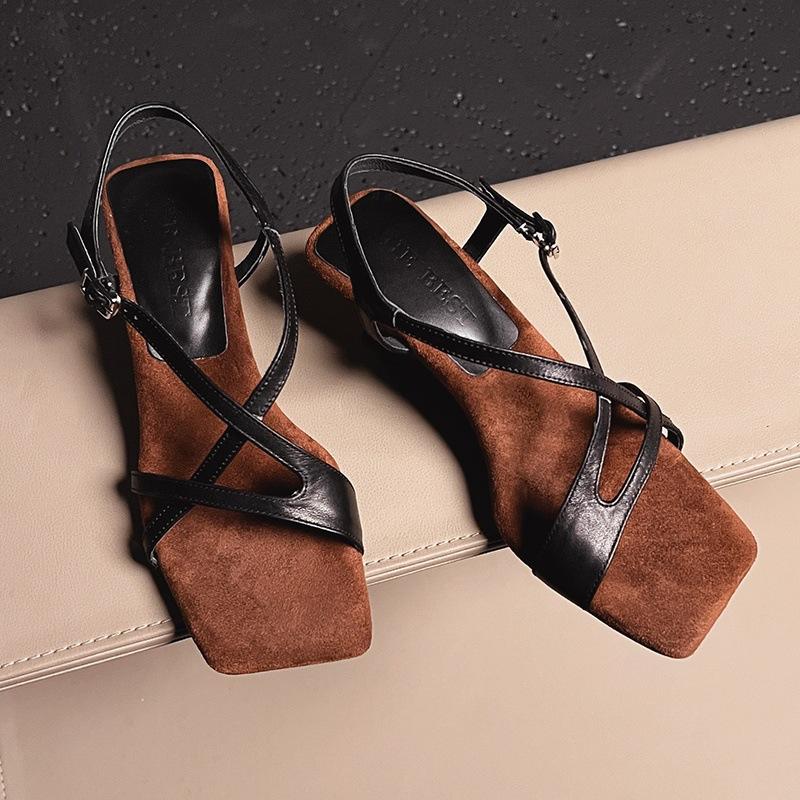 2025 Summer French Wedge Heel with Cool Slippers Summer Wear Open-toed High-heeled Versatile Sandals Women