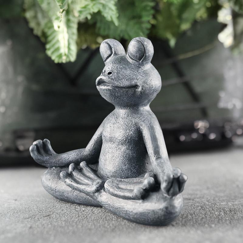 Frosch Gartendekoration Harz Yoga Zen Buddha Frosch Figur Haus Dekoration Glücksbringer Skulpturen für Terrasse Wohnzimmer Garten Außenbereich
