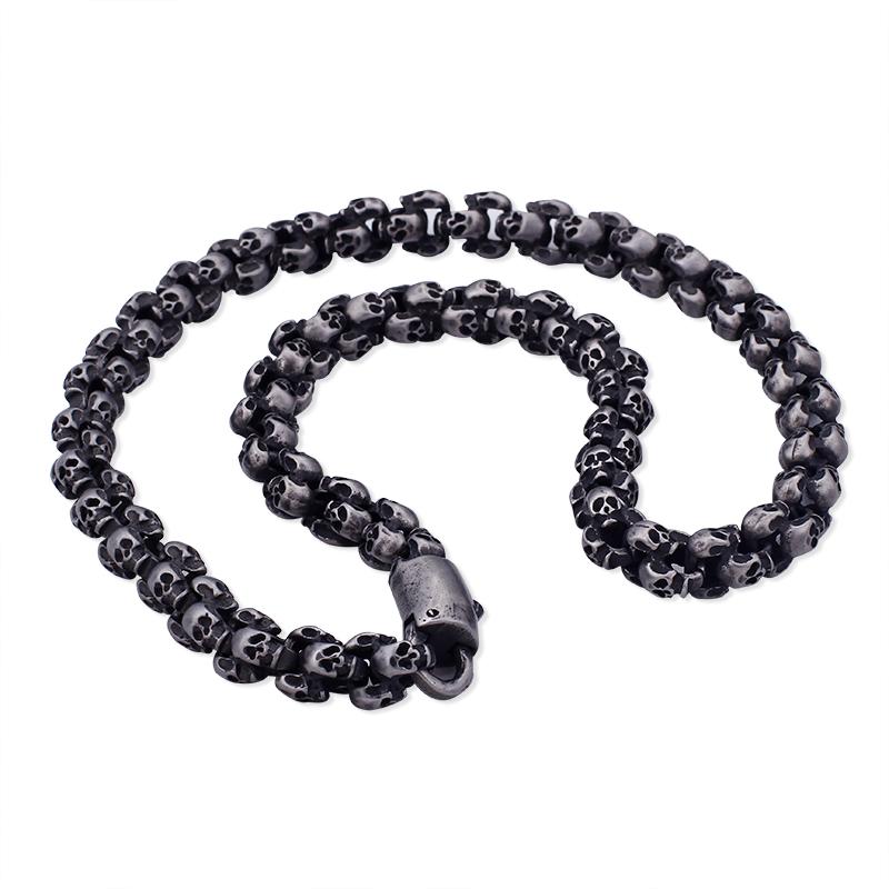 

Punk Rock Skull Head Link Chain Necklace for Men Stainless Steel Men s Necklaces Skull Charm Link Chains Choker Gothic Jewelry 50cm