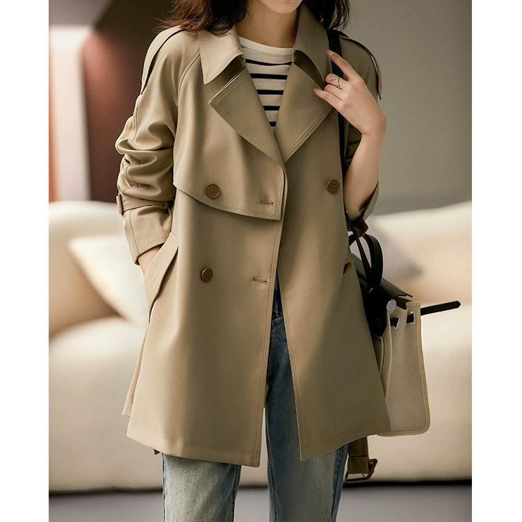 

Премиальный сенс, короткий тренч, женская весенняя новая женская одежда, женское пальто, весенне-осенние модели L хаки