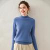 Damen Kaschmir Einfarbig Halbhoher Kragen Pullover - Schlankmachend, Lockere Passform, Gestrickter Langarm für Herbst/Winter.