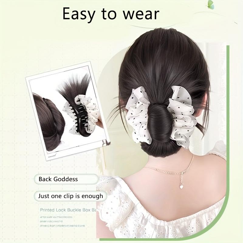Synthetic Natural Bun Head Wig with Mesh Hairpiece Hair Chignon Claw Clip Ponytails Extensions Hair Accessories For Women Girls