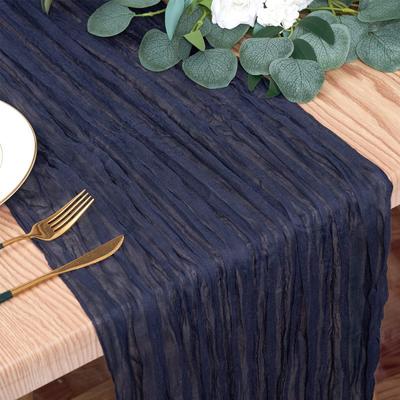 Modern Elegant Crepe Table Runners Soft Polyester Table Cover Washable 180/300/400CM Pleated Tablecloth Party Decorations