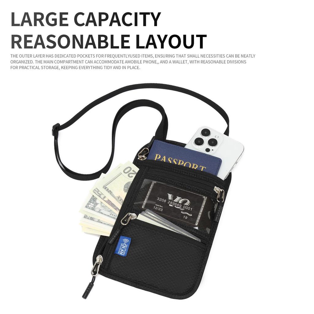 Transgraniczny uchwyt na paszport z RFID na szyję i ochraniacz na dokumenty