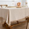 Autumn Cotton Linen Tablecloth Farmhouse Tablecloths Grey  Burlap Table Covers with Tassel for Kitchen Dinning Picnic Wedding