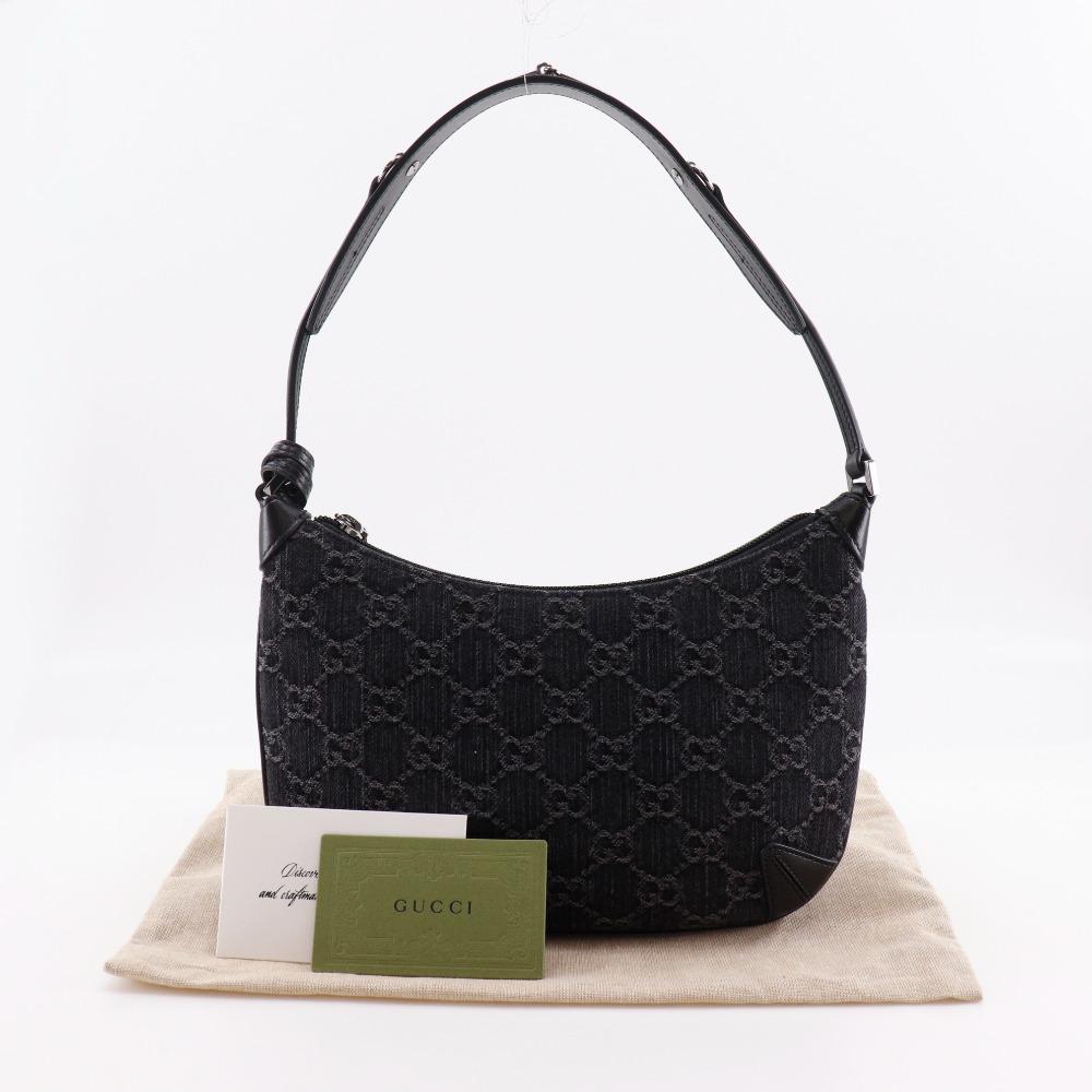 GUCCI Horsebit Slim Small Shoulder Shoulder Bag 774719 GG black denim Women Used